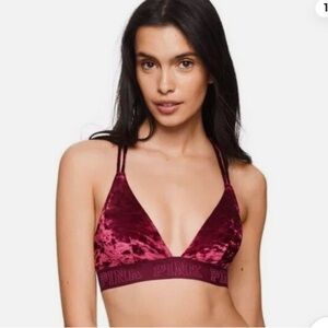 Victoria’s Secret Velvet triangle red wine colored bralette size Medium